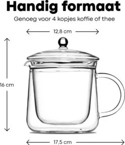 Vatten® Premium Glazen Theepot - 700ml - Dubbelwandig - Anti-drup - Transparant 2 Vatten® Premium Glazen Theepot - 700ml - Dubbelwandig - Anti-drup - Transparant -Heng Kookserie Winkel 1030x1200