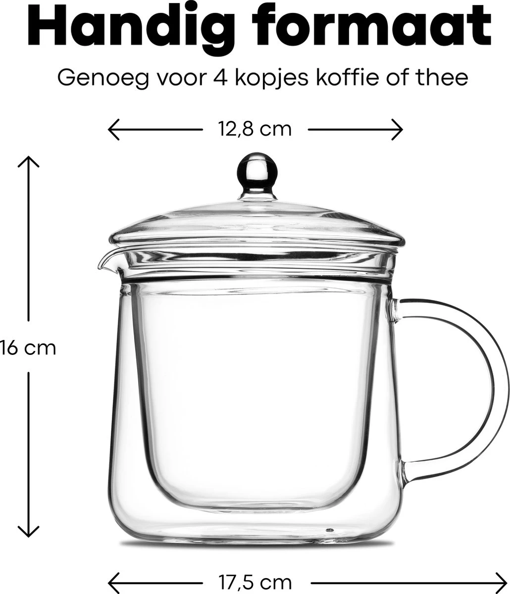 Vatten® Premium Glazen Theepot - 700ml - Dubbelwandig - Anti-drup - Transparant Vatten® Premium Glazen Theepot - 700ml - Dubbelwandig - Anti-drup - Transparant -Heng Kookserie Winkel