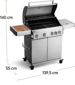 Burnhard Gas BBQ Big FRED Deluxe - 4 Branders - Incl. Keramische Infraroodbrander & Afdekhoes - Deluxe -Heng Kookserie Winkel 1063x1200 1