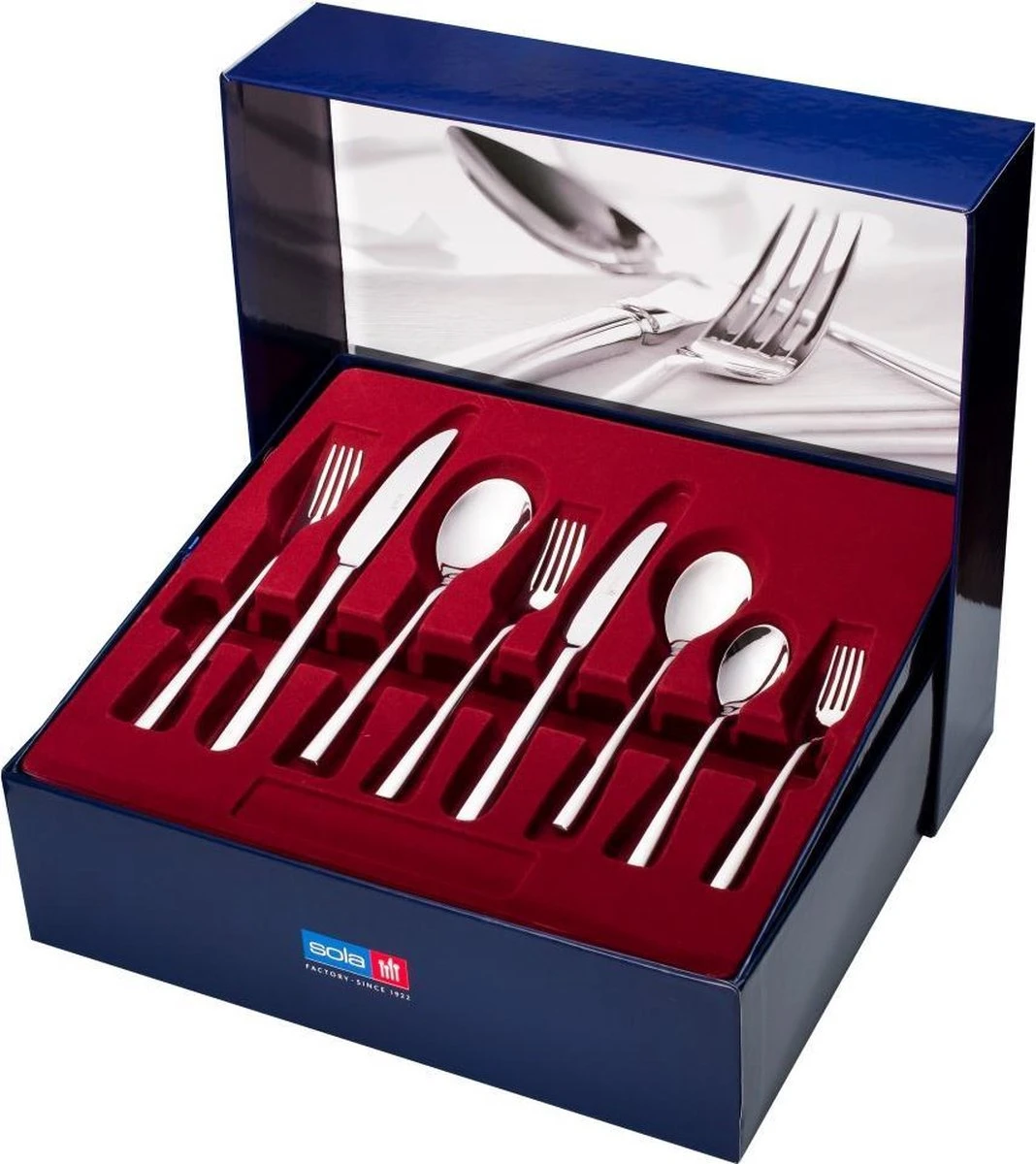 Sola Bestekset Montreux - Modern - 12 persoons - 100 delig - Zilverwit Edelstaal 18/10 - RVS - Zilver Sola Bestekset Montreux - Modern - 12 Persoons - 100 Delig - Zilverwit Edelstaal 18/10 - RVS - Zilver -Heng Kookserie Winkel