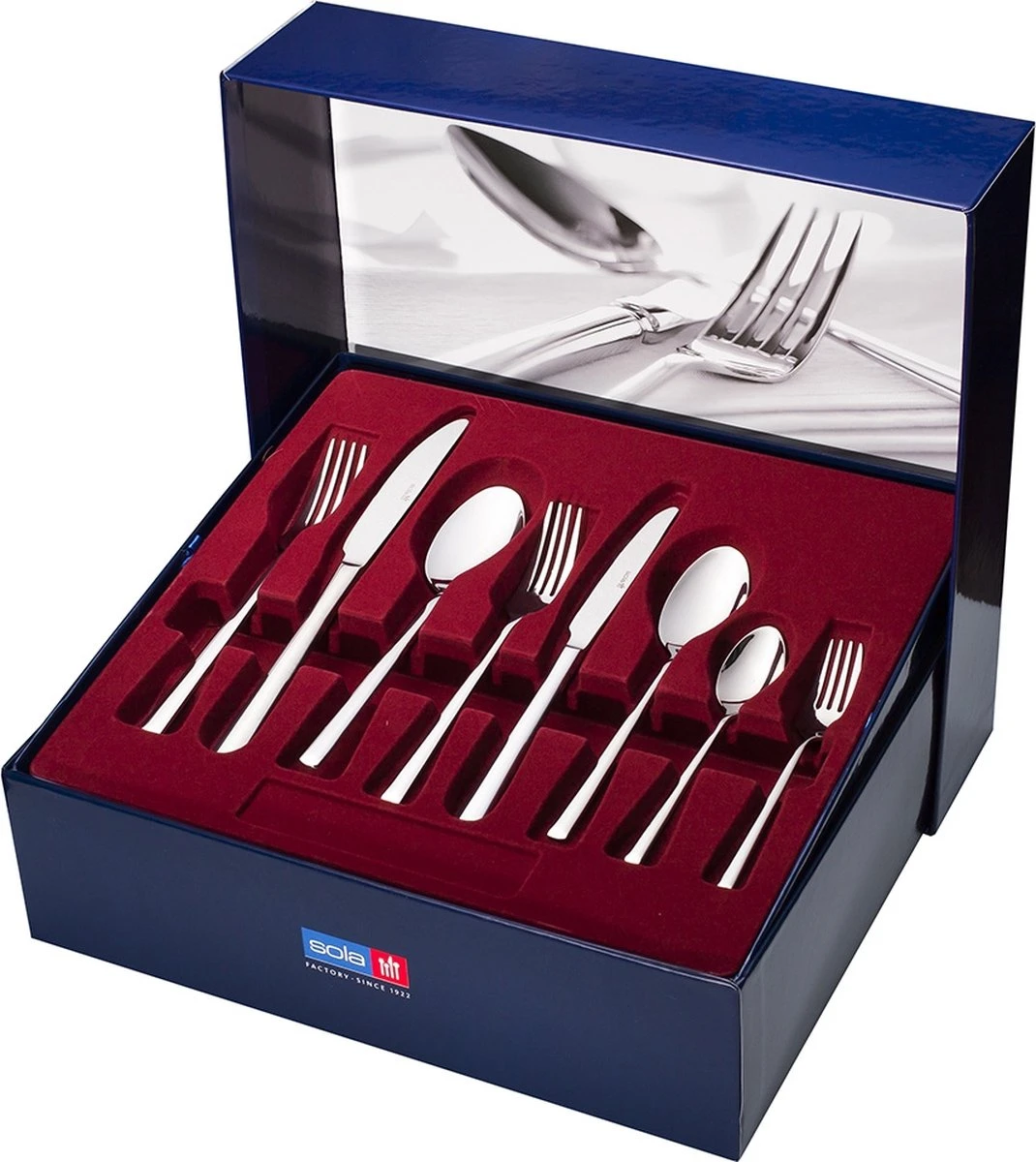 Sola Bestekset Luxor - Modern - 9 persoons - 90 delig - Zilverwit Edelstaal 18/10 - RVS - Zilver Sola Bestekset Luxor - Modern - 9 Persoons - 90 Delig - Zilverwit Edelstaal 18/10 - RVS - Zilver -Heng Kookserie Winkel