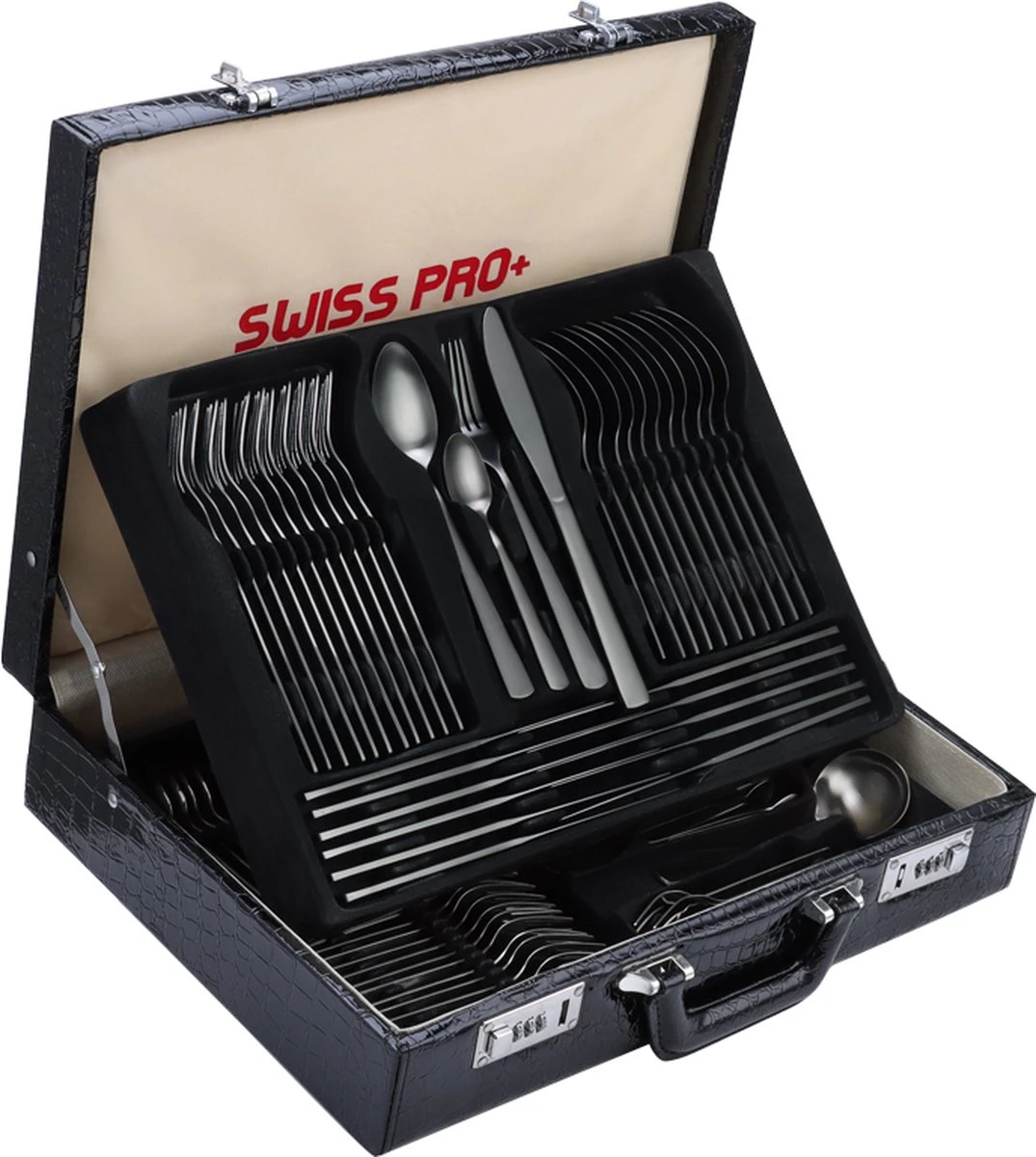 Swiss Pro+ Bestekset in Koffer-72 delig-12 persoons-Zwitsers Kwaliteit-Complete Set-100% roestvrijstaal- Zwart Swiss Pro+ Bestekset In Koffer-72 Delig-12 Persoons-Zwitsers Kwaliteit-Complete Set-100% Roestvrijstaal- Zwart -Heng Kookserie Winkel 1075x1200 1