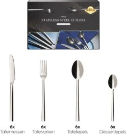 Nevana Bestekset - 24 Delig - 18/10 Edelstaal - Bestek - Lepels, Messen, Vorken -Heng Kookserie Winkel 1137x1200
