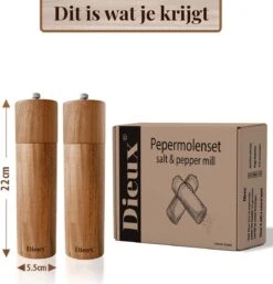 Dieux® - Peper En Zoutmolen Set - Cilinder Vorm - 22CM - Zout Peper Kruiden - 2 Stuks - Acacia Hout - Instelbare Maalgraad - Duurzaam - Luxe Kwaliteit - Hervulbaar - Pepermolen - Zoutmolen - BBQ Accesoires - Pasen 8 Dieux® - Peper En Zoutmolen Set - Cilinder Vorm - 22CM - Zout Peper Kruiden - 2 Stuks - Acacia Hout - Instelbare Maalgraad - Duurzaam - Luxe Kwaliteit - Hervulbaar - Pepermolen - Zoutmolen - BBQ Accesoires - Pasen -Heng Kookserie Winkel 1152x1200