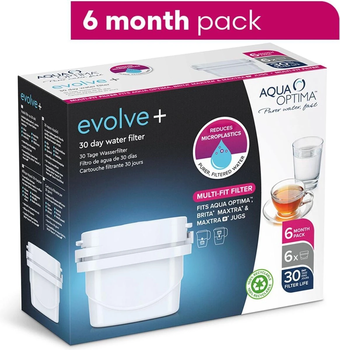 Aqua Optima Evolve+ Single life - Wit - 6x 100 liter Aqua Optima Evolve+ Single Life - Wit - 6x 100 Liter -Heng Kookserie Winkel