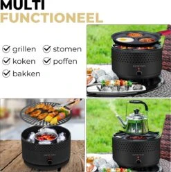 Ozocozy BBQ-ONE Houtskool Tafelbarbecue - Ø30 Cm- Zwart - Incl. Draagtas, Siliconen Bakkwast En RVS-Barbecuetang -Heng Kookserie Winkel 1193x1200 3