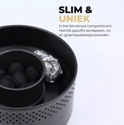 Ozocozy BBQ-ONE Houtskool Tafelbarbecue - Ø30 Cm- Zwart - Incl. Draagtas, Siliconen Bakkwast En RVS-Barbecuetang -Heng Kookserie Winkel 1197x1200 4