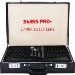 Swiss Pro+ Bestekset In Koffer-72 Delig-12 Persoons-Zwitsers Kwaliteit-Complete Set-100% Roestvrijstaal- Zwart 10 Swiss Pro+ Bestekset In Koffer-72 Delig-12 Persoons-Zwitsers Kwaliteit-Complete Set-100% Roestvrijstaal- Zwart -Heng Kookserie Winkel 1198x1200