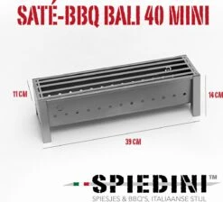 Spiedini Saté-bbq Bali 40 Mini - Kleine, Smalle Houtskoolbarbecue Met Horizontaal Rooster Voor Sate Of Andere Spiesjes - 40 Cm Lang, 11 Cm Breed, 14 Cm Hoog - Ideaal Voor Tuin- Of Open Haard, Of Balkon - Materiaal: Gealuminiseerd Ijzer -Heng Kookserie Winkel 1200x1086 1