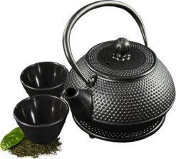 SakuraTea - Theepot Set - 4-delig - Gietijzer - Zwart - 0.8L - 2 Kopjes (100ml) 7 SakuraTea - Theepot Set - 4-delig - Gietijzer - Zwart - 0.8L - 2 Kopjes (100ml) -Heng Kookserie Winkel 1200x1086