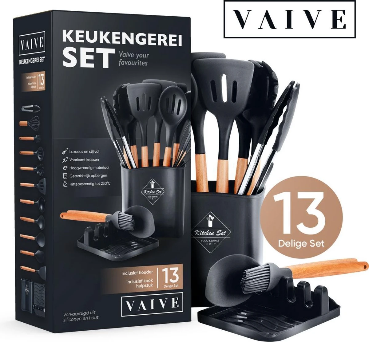 VAIVE Kookgerei set 13-delig met Houder - Keukengerei Set - Garde - Spatel Silicone VAIVE Kookgerei Set 13-delig Met Houder - Keukengerei Set - Garde - Spatel Silicone -Heng Kookserie Winkel 1200x1113 2