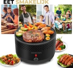 Ozocozy BBQ-ONE Houtskool Tafelbarbecue - Ø30 Cm- Zwart - Incl. Draagtas, Siliconen Bakkwast En RVS-Barbecuetang -Heng Kookserie Winkel 1200x1133 3
