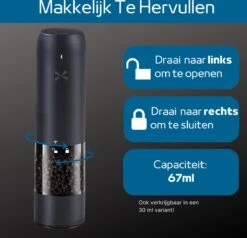 GOV Elektrische Peper- En Zoutmolen Zwart XL Set Oplaadbaar - Pepermolen - Peper En Zoutstel 4 GOV Elektrische Peper- En Zoutmolen Zwart XL Set Oplaadbaar - Pepermolen - Peper En Zoutstel -Heng Kookserie Winkel 1200x1156