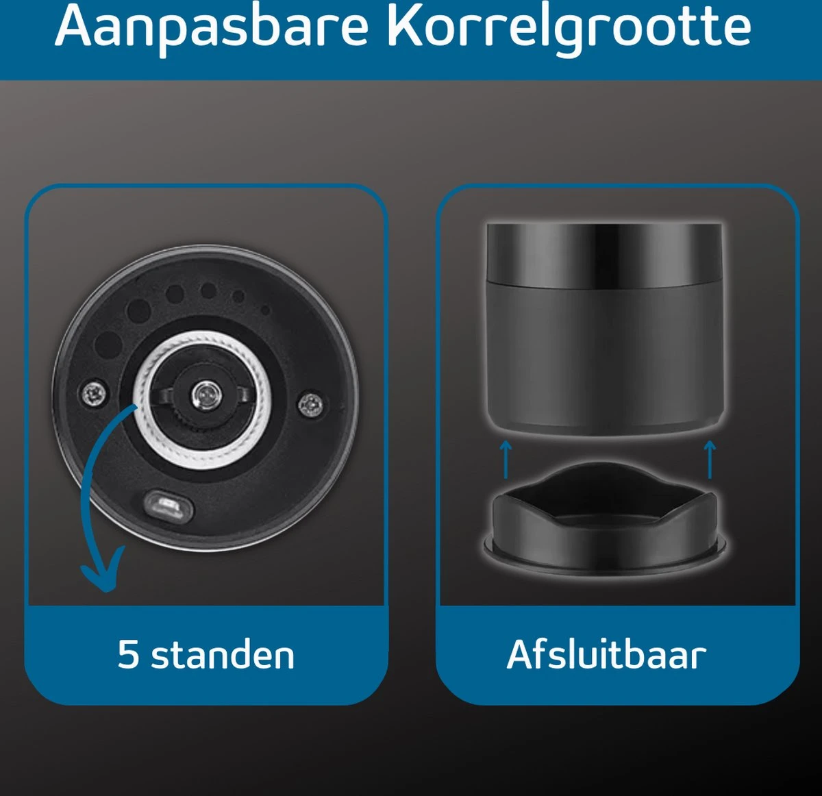 GOV Elektrische Peper- en Zoutmolen Zwart XL Set Oplaadbaar - Pepermolen - Peper en Zoutstel GOV Elektrische Peper- En Zoutmolen Zwart XL Set Oplaadbaar - Pepermolen - Peper En Zoutstel -Heng Kookserie Winkel