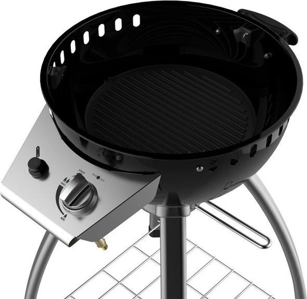 Accente Outdoor Gas BBQ - ø 45 cm- Inclusief Grillplaat & Gasslang - Zwart Accente Outdoor Gas BBQ - ø 45 Cm- Inclusief Grillplaat & Gasslang - Zwart -Heng Kookserie Winkel