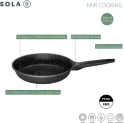 Sola - Fair Cooking Zwart/wit Greblon Anti Aanbaklaag -Heng Kookserie Winkel 1200x1184