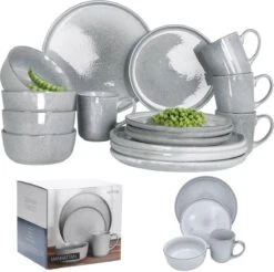 Excellent Serviesset - Servies - 16 Stuks - Aardewerk - Grijs -Heng Kookserie Winkel 1200x1193 1
