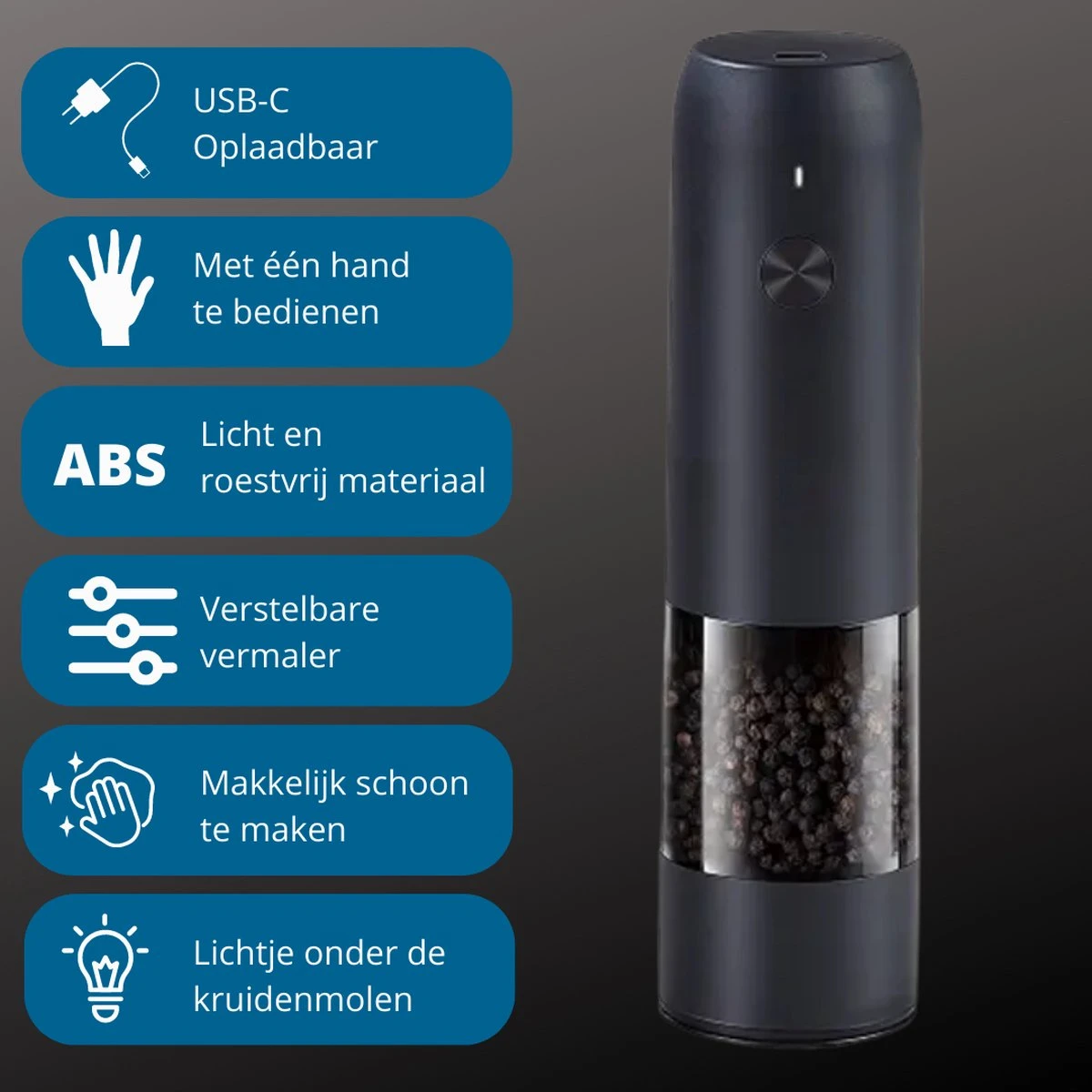 GOV Elektrische Peper- en Zoutmolen Zwart XL Set Oplaadbaar - Pepermolen - Peper en Zoutstel GOV Elektrische Peper- En Zoutmolen Zwart XL Set Oplaadbaar - Pepermolen - Peper En Zoutstel -Heng Kookserie Winkel 1200x1200 101