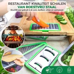 Ecowize 3-in-1 Bamboe Snijplank Met Opvangbak - Snijplank Hout Incl. 3 Roestvrijstalen Opvangbakjes Met Bamboe Deksel, 4 Inzetbare Raspen - Groentesnijder, Hakblok, Borrelplank, Tapasplank, Broodplank - 40x30cm - Duurzaam Cadeau -Heng Kookserie Winkel 1200x1200 106