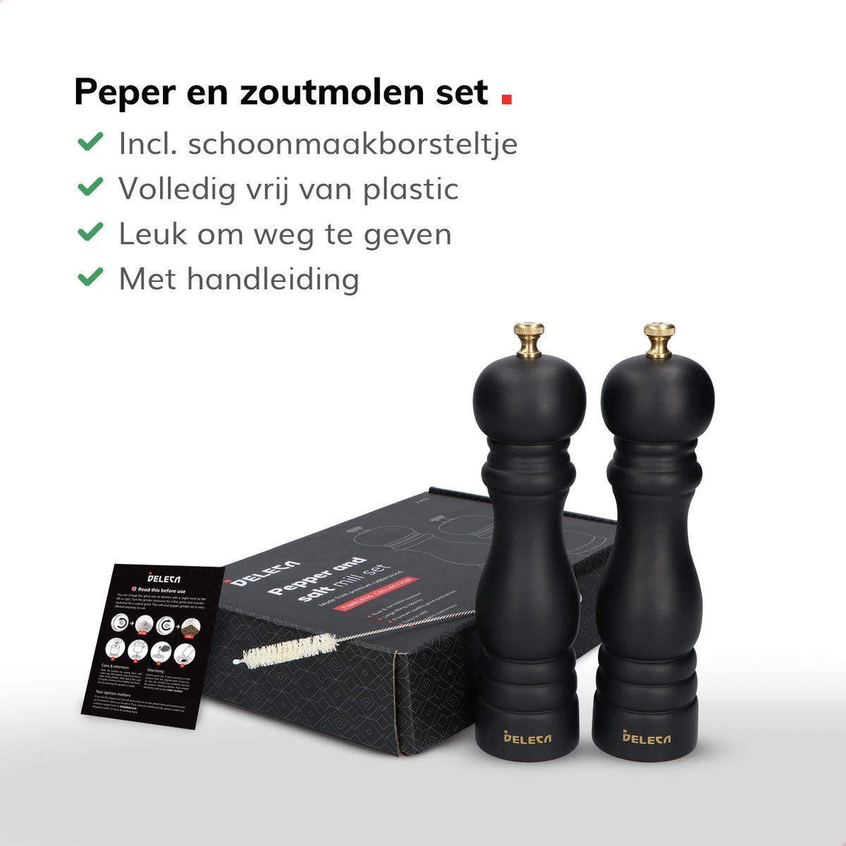 Deleca Luxe Peper en Zoutmolen Set - Met Geschenkdoos - Zout / Pepermolen - Rubberhout - Zwart & Goud Deleca Luxe Peper En Zoutmolen Set - Met Geschenkdoos - Zout / Pepermolen - Rubberhout - Zwart & Goud -Heng Kookserie Winkel 1200x1200 138