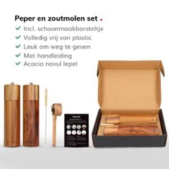 Deleca Luxe Peper En Zoutmolen Set - Zout / Pepermolen - Handmatig - Met Navul Lepel & Geschenkdoos - Acacia Hout - Rond 10 Deleca Luxe Peper En Zoutmolen Set - Zout / Pepermolen - Handmatig - Met Navul Lepel & Geschenkdoos - Acacia Hout - Rond -Heng Kookserie Winkel 1200x1200 148