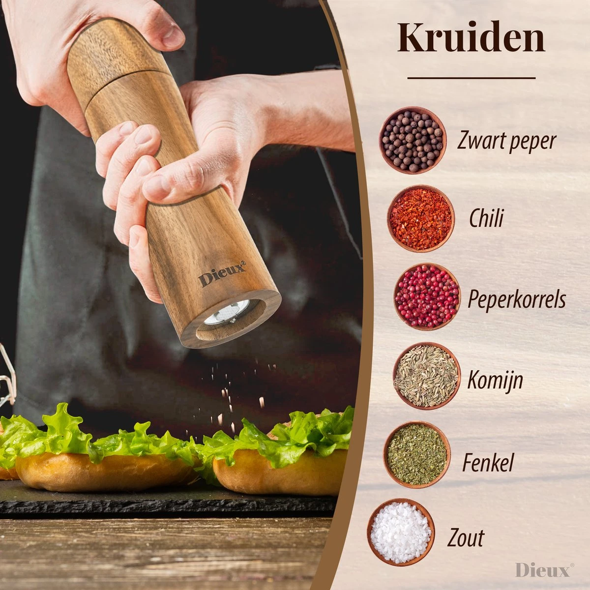 Dieux® - Peper en Zoutmolen set - Cilinder Vorm - 22CM - Zout peper kruiden - 2 stuks - Acacia hout - Instelbare maalgraad - Duurzaam - Luxe kwaliteit - Hervulbaar - Pepermolen - Zoutmolen - BBQ accesoires - Pasen Dieux® - Peper En Zoutmolen Set - Cilinder Vorm - 22CM - Zout Peper Kruiden - 2 Stuks - Acacia Hout - Instelbare Maalgraad - Duurzaam - Luxe Kwaliteit - Hervulbaar - Pepermolen - Zoutmolen - BBQ Accesoires - Pasen -Heng Kookserie Winkel 1200x1200 152