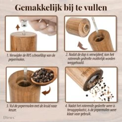 Dieux® - Peper En Zoutmolen Set - Cilinder Vorm - 22CM - Zout Peper Kruiden - 2 Stuks - Acacia Hout - Instelbare Maalgraad - Duurzaam - Luxe Kwaliteit - Hervulbaar - Pepermolen - Zoutmolen - BBQ Accesoires - Pasen 5 Dieux® - Peper En Zoutmolen Set - Cilinder Vorm - 22CM - Zout Peper Kruiden - 2 Stuks - Acacia Hout - Instelbare Maalgraad - Duurzaam - Luxe Kwaliteit - Hervulbaar - Pepermolen - Zoutmolen - BBQ Accesoires - Pasen -Heng Kookserie Winkel 1200x1200 154
