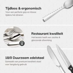 Deleca 12 Persoons Bestekset (72-delig) - Lepels, Messen, Vorken & Steakmessen - Vaatwasserbestendig - Zilver / RVS 7 Deleca 12 Persoons Bestekset (72-delig) - Lepels, Messen, Vorken & Steakmessen - Vaatwasserbestendig - Zilver / RVS -Heng Kookserie Winkel 1200x1200 17