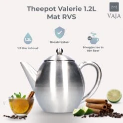 Vaja Valerie - Theepot Met Filter - Dubbelwandig - RVS - 1.2L -Heng Kookserie Winkel 1200x1200 262