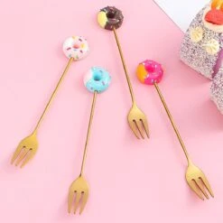 Gebaksvorkjes Donut Set Van 4 Taartvorkjes - Goud 6 Gebaksvorkjes Donut Set Van 4 Taartvorkjes - Goud -Heng Kookserie Winkel 1200x1200 32