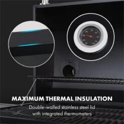 Klarstein Kingsville Double Barbecue - Houtskool- En Gasbarbecue - Smoker BBQ - Inclusief Deksels En Thermometer - Met 2 Roosters - Zwart -Heng Kookserie Winkel 1200x1200 351