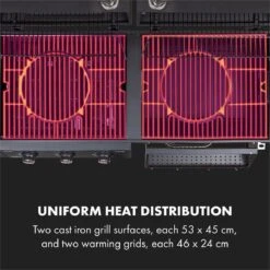 Klarstein Kingsville Double Barbecue - Houtskool- En Gasbarbecue - Smoker BBQ - Inclusief Deksels En Thermometer - Met 2 Roosters - Zwart -Heng Kookserie Winkel 1200x1200 352