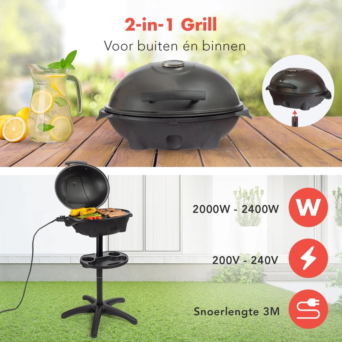 KitchenBrothers Elektrische BBQ - met Grillplaat - Anti-aanbaklaag - Incl. Plank/Houders - Grilloppervlak 46,5x33,8cm - tot 300°C - 2400W - Zwart KitchenBrothers Elektrische BBQ - Met Grillplaat - Anti-aanbaklaag - Incl. Plank/Houders - Grilloppervlak 46,5x33,8cm - Tot 300°C - 2400W - Zwart -Heng Kookserie Winkel 1200x1200 360