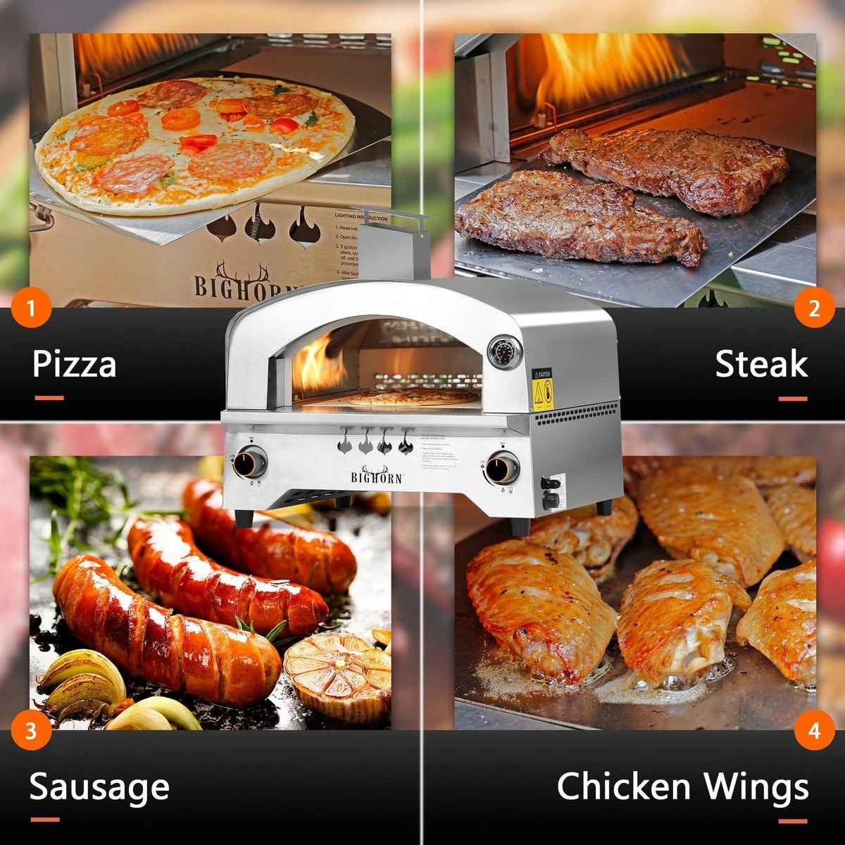 Bighorn Outdoor Edelstaal Gas Pizza Oven - Draagbare Gas Barbecue - Edelstaal -Model SRGG20001 Bighorn Outdoor Edelstaal Gas Pizza Oven - Draagbare Gas Barbecue - Edelstaal -Model SRGG20001 -Heng Kookserie Winkel 1200x1200 380