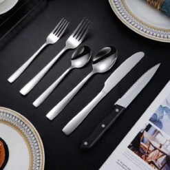 Deleca 8 Persoons Bestekset (48-delig) - Lepels, Messen, Vorken & Steakmessen - Vaatwasserbestendig - Zilver / RVS 4 Deleca 8 Persoons Bestekset (48-delig) - Lepels, Messen, Vorken & Steakmessen - Vaatwasserbestendig - Zilver / RVS -Heng Kookserie Winkel 1200x1200 45