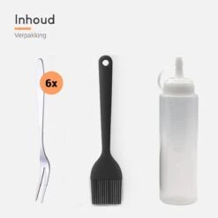 Ocina Poffertjespan Accessoires Set - Doseerfles - Poffertjes Spuitfles - 6x Poffertjes Vork - Kwast - Siliconen Kwast - Bakkwast - Gratis Poffertjes E-Book -Heng Kookserie Winkel 1200x1200 59