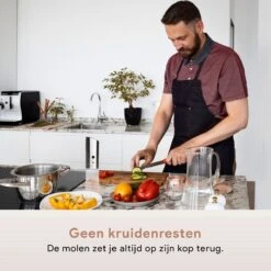 DODANA Premium Peper - & Zoutmolen Elektrisch - 1 Stuk - Pepermolen - Zoutmolen - Oplaadbaar - USB - Elektrische Pepermolen - RVS - Zwaartekracht Functie - LED Lamp - Nl Handleiding - Incl Borsteltje -Heng Kookserie Winkel 1200x1200 82