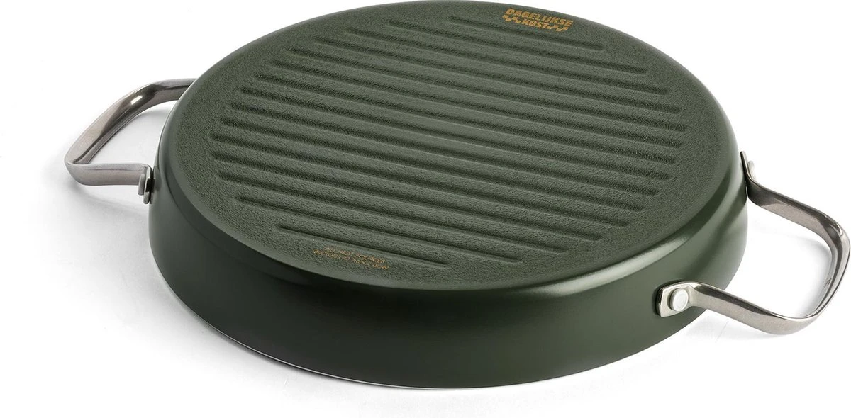 Dagelijkse Kost Keramische Grillpan - Ø28cm - PFAS-vrij - 2 grepen Dagelijkse Kost Keramische Grillpan - Ø28cm - PFAS-vrij - 2 Grepen -Heng Kookserie Winkel