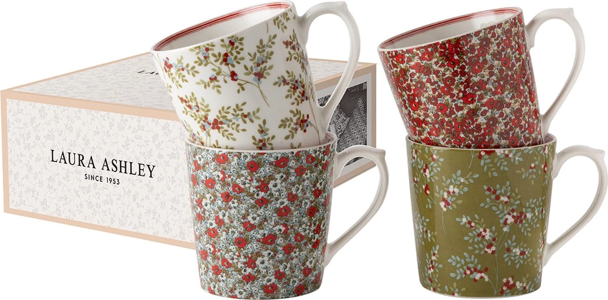 Laura Ashley Stockbridge Collectables - Laura Ashley Giftset 4 Bekers 32 cl. Laura Ashley Stockbridge Collectables - Laura Ashley Giftset 4 Bekers 32 Cl. -Heng Kookserie Winkel