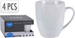 Excellent Houseware Set Van 4x Stuks Bekers/mokken Wit 380 Ml Van Porselein - Melkbekers -Heng Kookserie Winkel 1200x612
