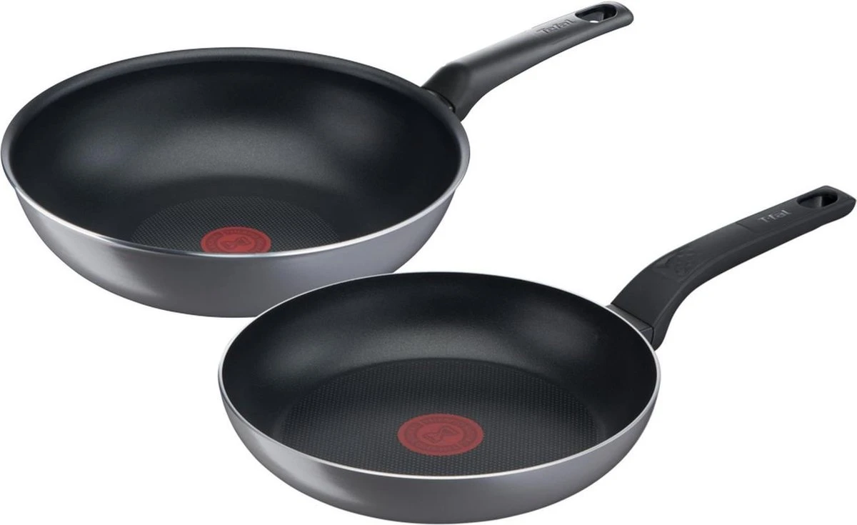 Tefal Easy Plus Pannenset - Koekenpan Ø 24 cm + Wokpan Ø 28 cm - Niet geschikt voor inductie Tefal Easy Plus Pannenset - Koekenpan Ø 24 Cm + Wokpan Ø 28 Cm - Niet Geschikt Voor Inductie -Heng Kookserie Winkel