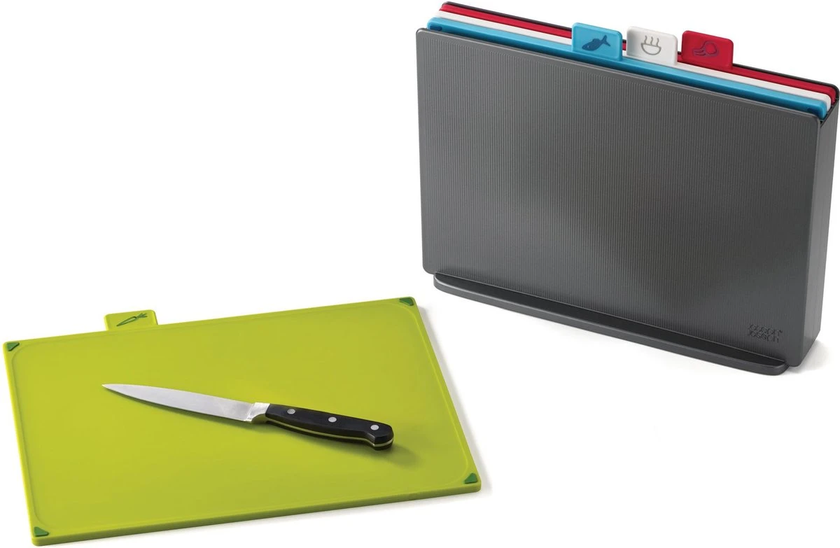 Joseph Joseph Index Large Snijplankenset - Incl. Houder - 34 x 24 cm - 4 stuks - Graphite Joseph Joseph Index Large Snijplankenset - Incl. Houder - 34 X 24 Cm - 4 Stuks - Graphite -Heng Kookserie Winkel