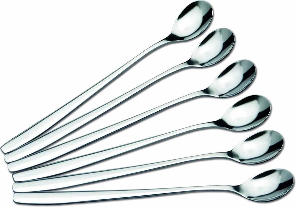 Dessertlepels - Cocktaillepels - IJslepels - Latte Macchiato lepels - Yoghurtlepels - set van 6 stuks -RVS (18/0) -19 cm Dessertlepels - Cocktaillepels - IJslepels - Latte Macchiato Lepels - Yoghurtlepels - Set Van 6 Stuks -RVS (18/0) -19 Cm -Heng Kookserie Winkel