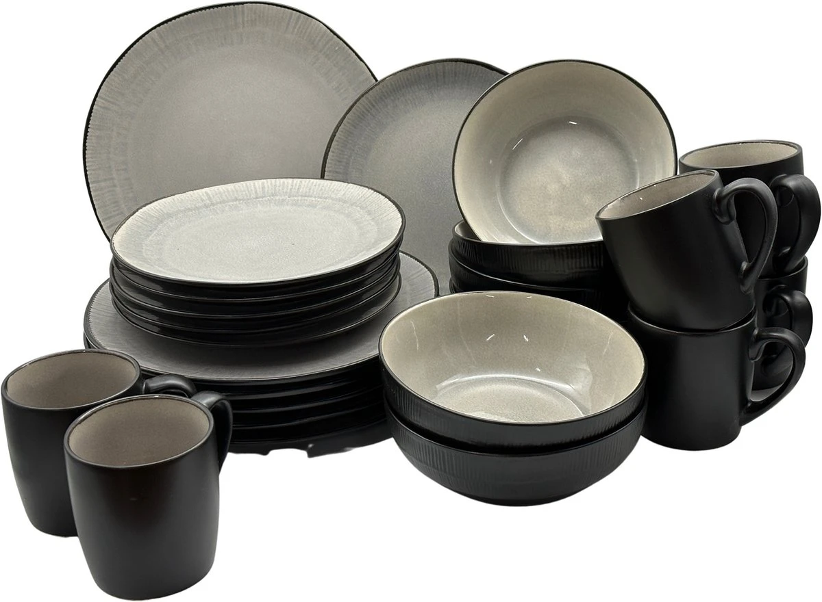 Serviesset 6 personen - Evia Glacé - Lichgrijs / zwart - 24-delig Serviesset 6 Personen - Evia Glacé - Lichgrijs / Zwart - 24-delig -Heng Kookserie Winkel 1200x880 1