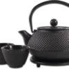 SakuraTea - Theepot Set - 4-delig - Gietijzer - Zwart - 0.8L - 2 Kopjes (100ml) -Heng Kookserie Winkel 1200x882 2