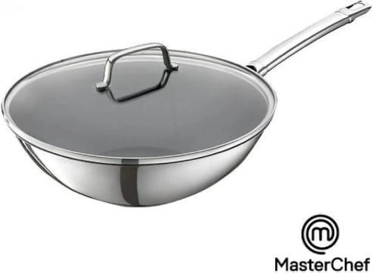 MasterChef / Jumbo - Wokpan - met glazen deksel - 28 cm - Inductie MasterChef / Jumbo - Wokpan - Met Glazen Deksel - 28 Cm - Inductie -Heng Kookserie Winkel
