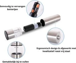 MD-Goods ® Elektrische Peper En Zoutmolen Set - Pepermolen - RVS - Cadeau - Restaurant Kwaliteit -Heng Kookserie Winkel 1200x994