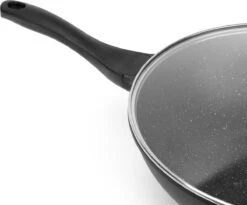 Swiss Pro+ Wokpan - Met Glazen Deksel - 28cm - Zwart -Heng Kookserie Winkel 1200x997
