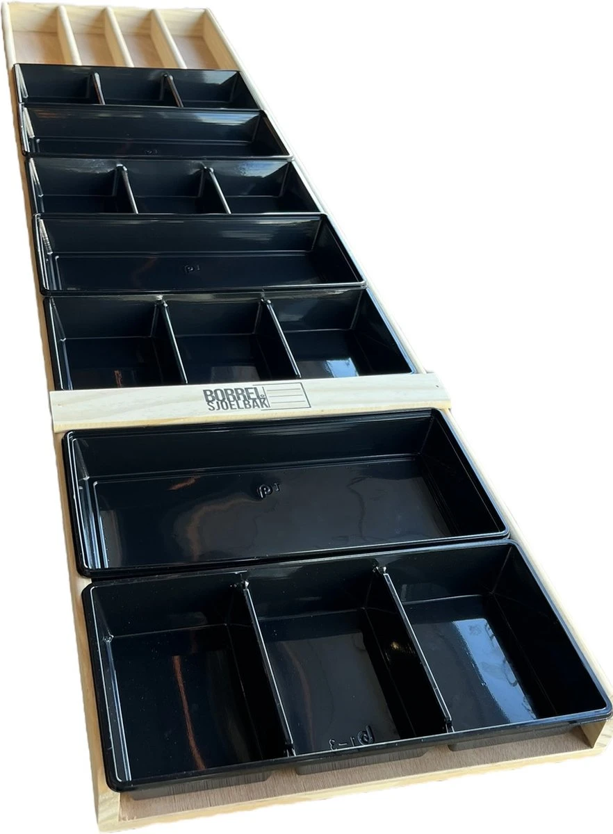 Sjoelbak - Borrelsjoelbak - hapjesplank - borrelplank - mini sjoelbak 120 cm met zwarte bakjes - kleine sjoelbakken Sjoelbak - Borrelsjoelbak - Hapjesplank - Borrelplank - Mini Sjoelbak 120 Cm Met Zwarte Bakjes - Kleine Sjoelbakken -Heng Kookserie Winkel