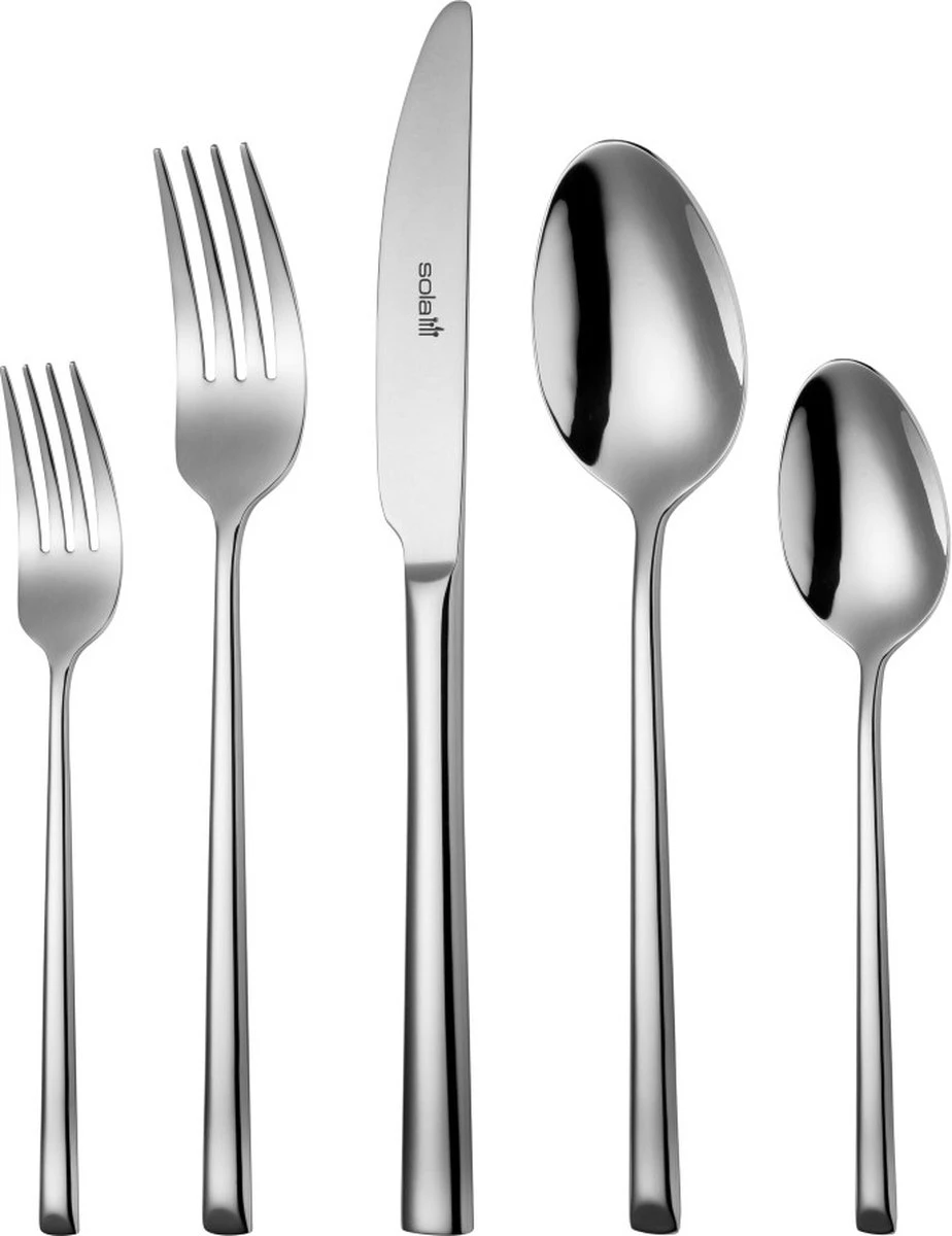 Sola Bestekset Luxor - Modern - 9 persoons - 90 delig - Zilverwit Edelstaal 18/10 - RVS - Zilver Sola Bestekset Luxor - Modern - 9 Persoons - 90 Delig - Zilverwit Edelstaal 18/10 - RVS - Zilver -Heng Kookserie Winkel